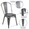 Merrick Lane Banks Indoor/Outdoor Stacking Metal Dining Chair with Single Slat Back and Distressed Powder Coated Finish
